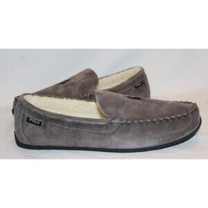 NIB Polo Ralph Lauren Men's Suede Moccasin Slippers GRAY SZ XL 12-13